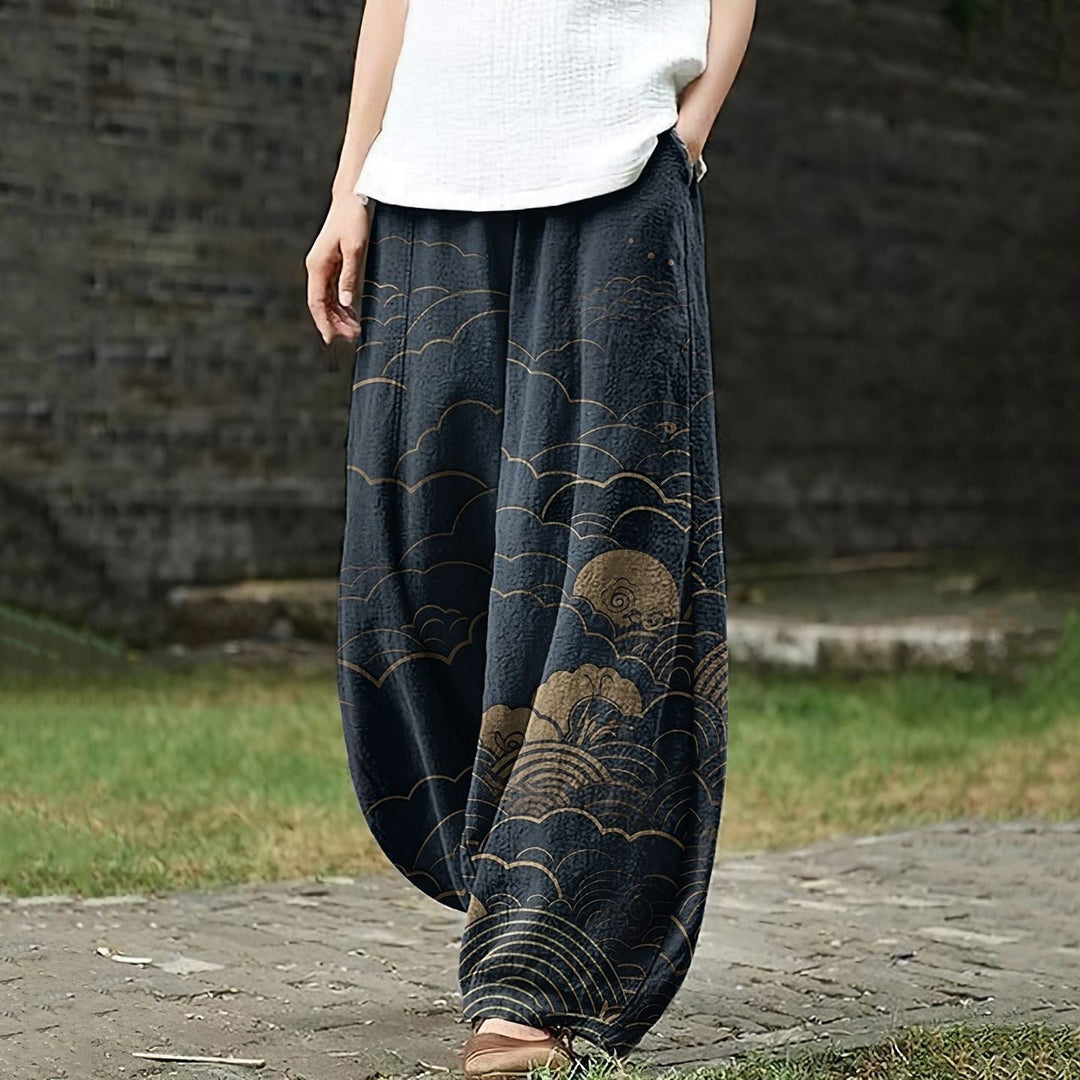 Marise – Ocean Horizon Wide-Leg Trousers for Women
