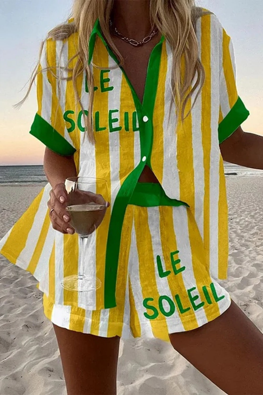 SoleilRay – Sunshine Stripe Set for Women