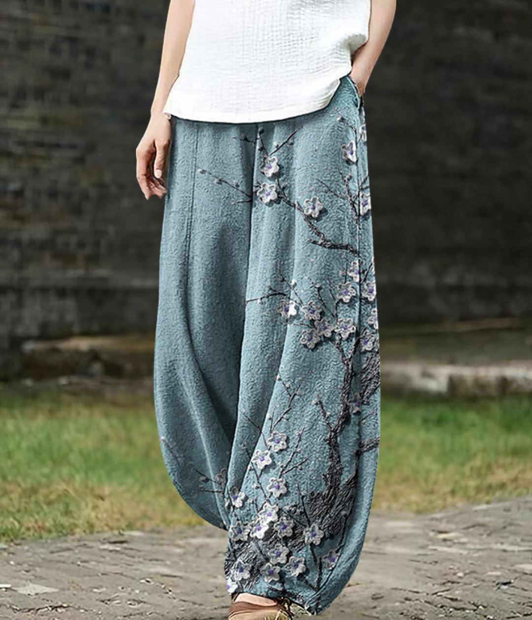 Mariah – Serene Blossom Wide-Leg Trousers for Women