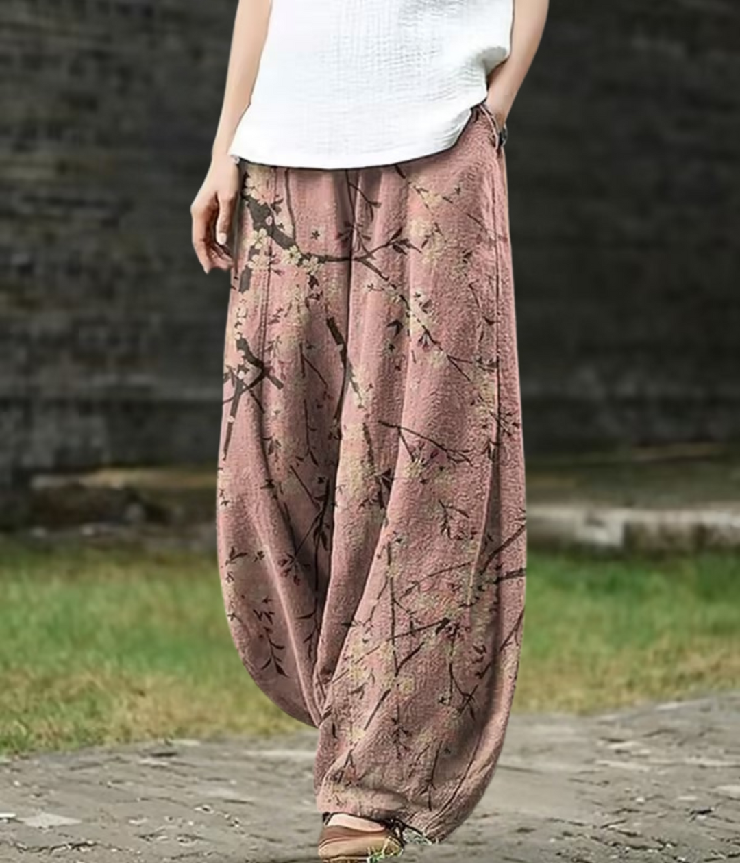 Dyan – Blush Blossom Wide-Leg Trousers for Women