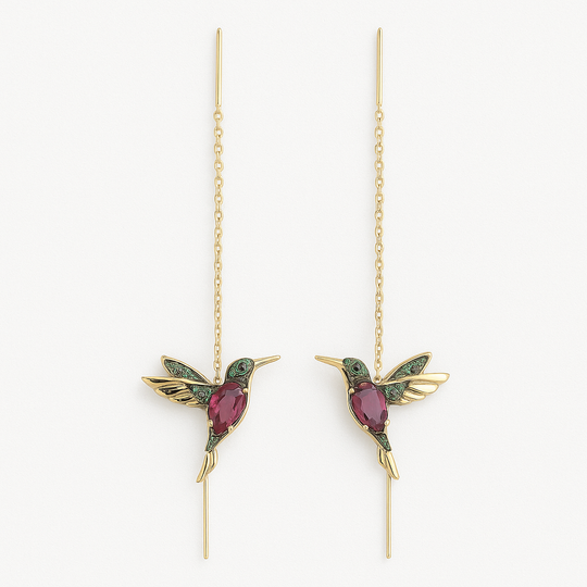 Hummingbird and zirconia earrings