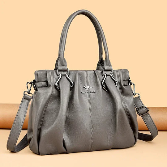 Jayne – Elegant Gathered Leather Tote for Women