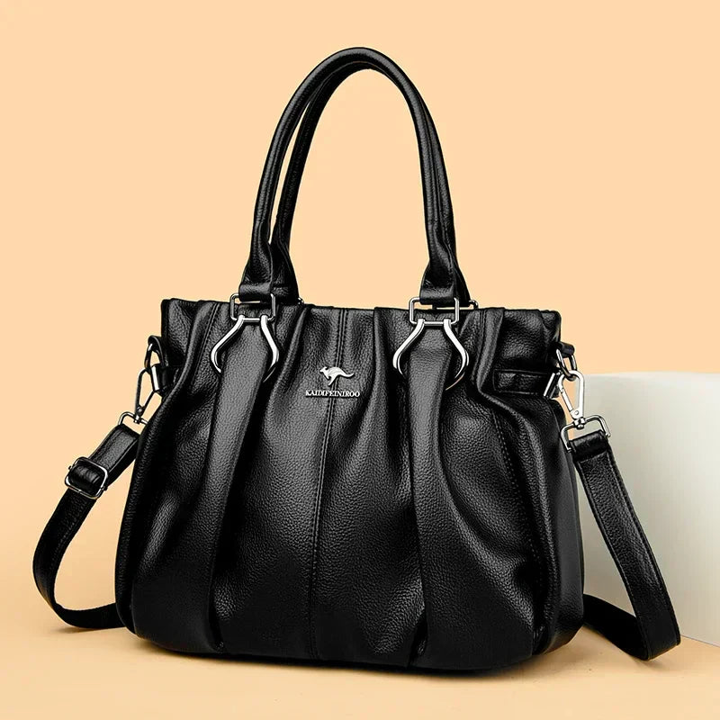Jayne – Elegant Gathered Leather Tote for Women