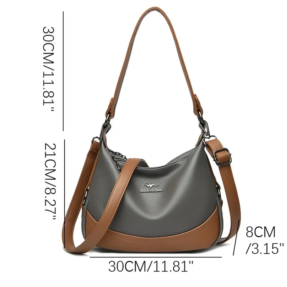 Laurel – Two-Tone Leather Shoulder Hobo Bag for Women