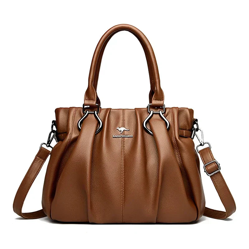 Jayne – Elegant Gathered Leather Tote for Women