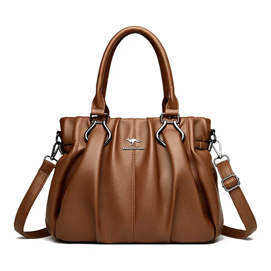 Jayne – Elegant Gathered Leather Tote for Women