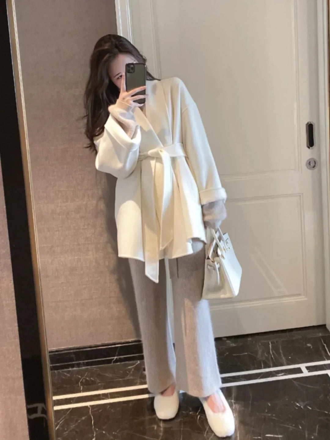 Katelyn – Belted Kimono-Style Wool Coat for Women