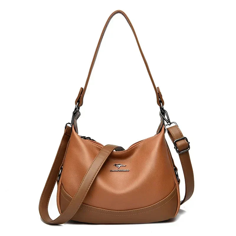 Laurel – Two-Tone Leather Shoulder Hobo Bag for Women