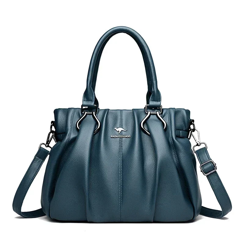 Jayne – Elegant Gathered Leather Tote for Women