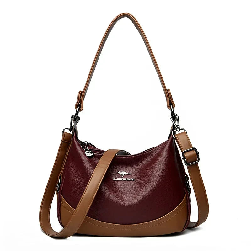 Laurel – Two-Tone Leather Shoulder Hobo Bag for Women