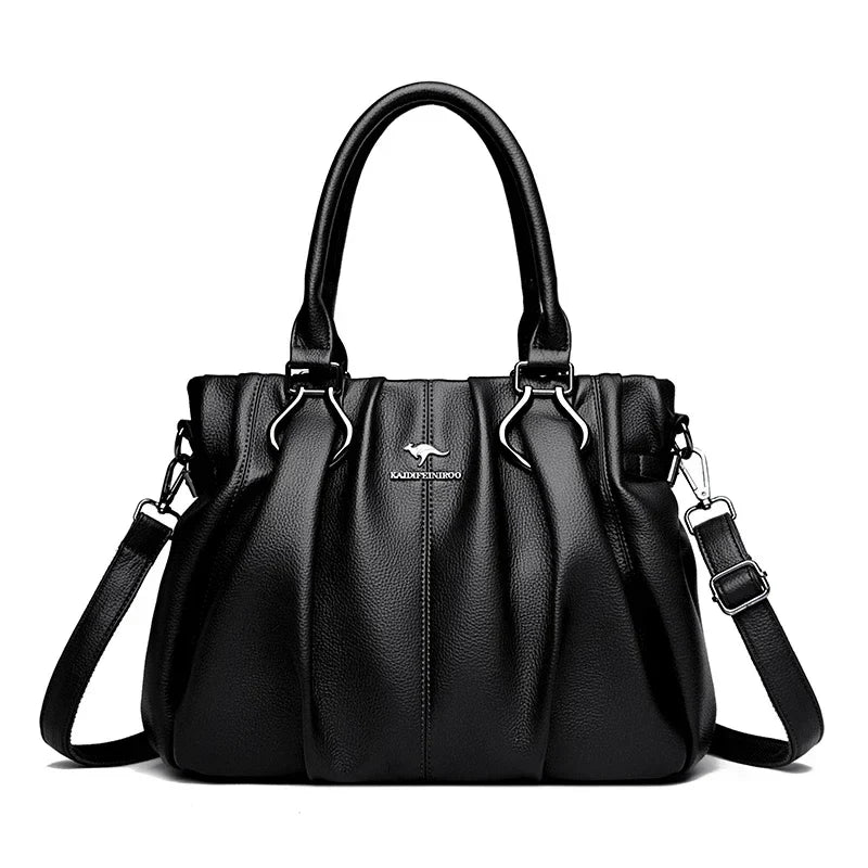 Jayne – Elegant Gathered Leather Tote for Women