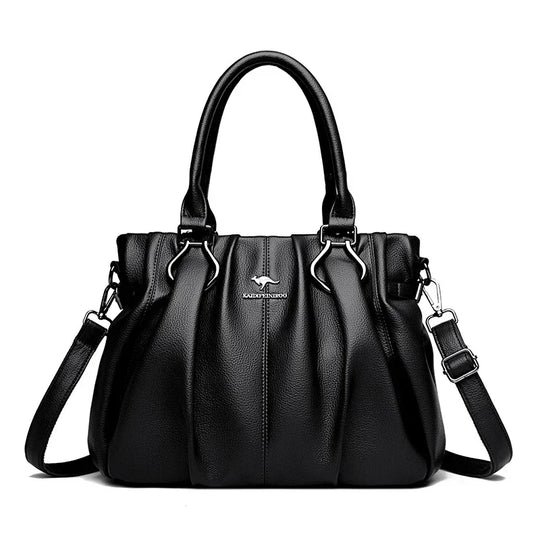 Jayne – Elegant Gathered Leather Tote for Women