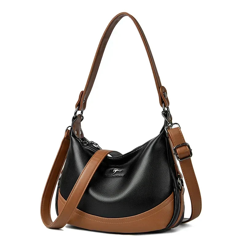 Laurel – Two-Tone Leather Shoulder Hobo Bag for Women