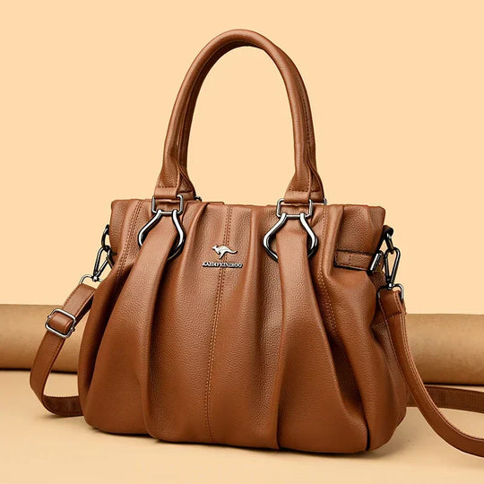 Jayne – Elegant Gathered Leather Tote for Women