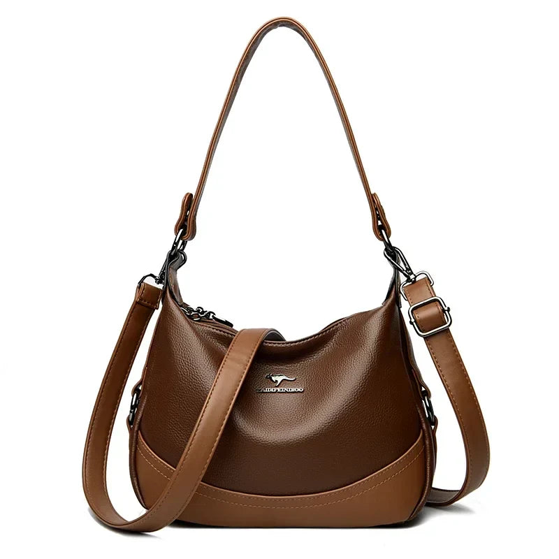 Laurel – Two-Tone Leather Shoulder Hobo Bag for Women