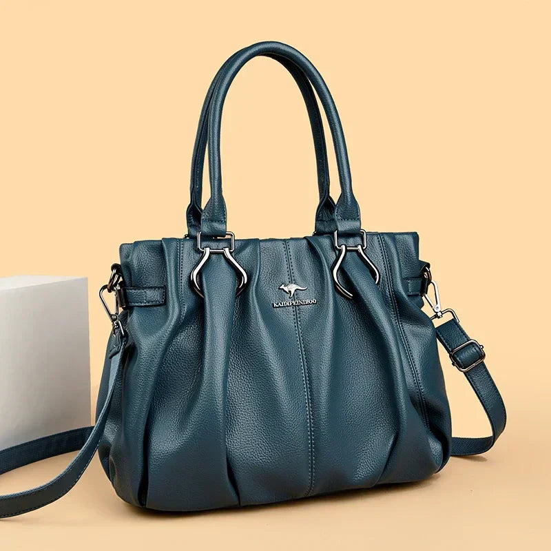 Jayne – Elegant Gathered Leather Tote for Women
