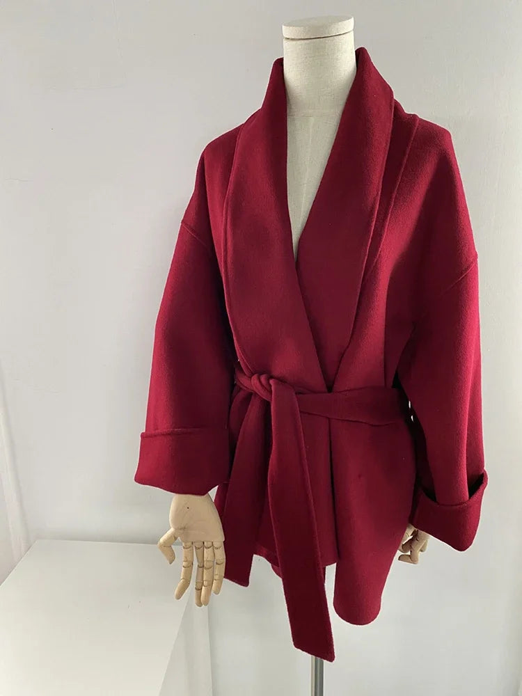 Katelyn – Belted Kimono-Style Wool Coat for Women