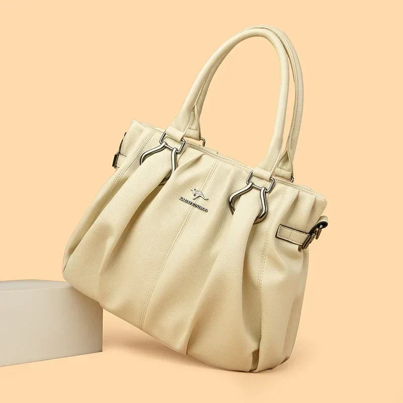 Jayne – Elegant Gathered Leather Tote for Women