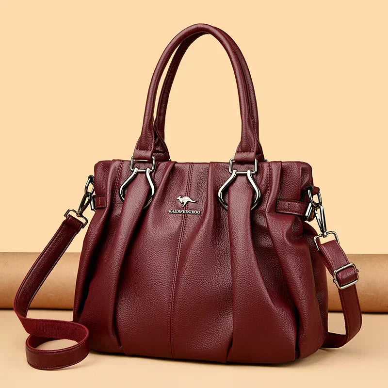 Jayne – Elegant Gathered Leather Tote for Women
