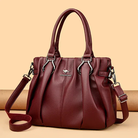 Jayne – Elegant Gathered Leather Tote for Women