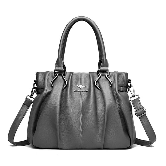 Jayne – Elegant Gathered Leather Tote for Women