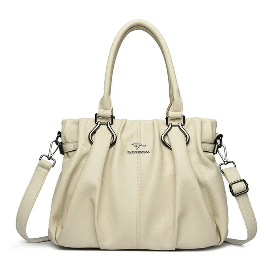 Jayne – Elegant Gathered Leather Tote for Women
