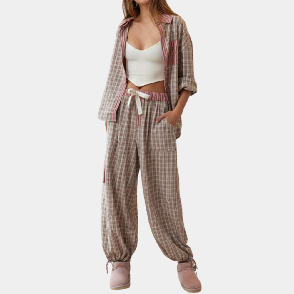 Henrietta – Relaxed Checkered Lounge Set for Women