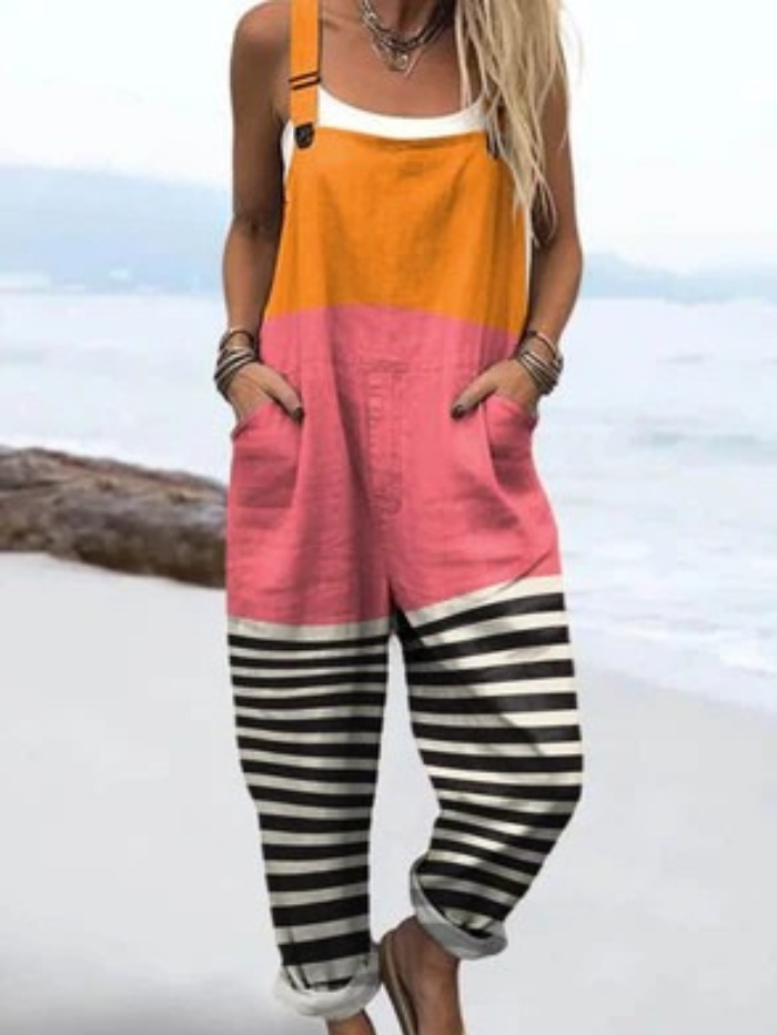 Sabina — Colorblock Stripe Overalls for Women