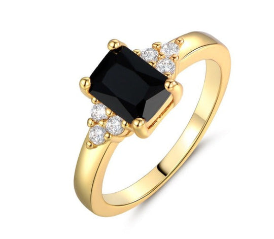 Jocelin – Gold Ring with Black Onyx and Diamond Accents for Women