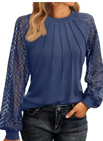Janora – Lace Sleeve Casual Blouse for Women
