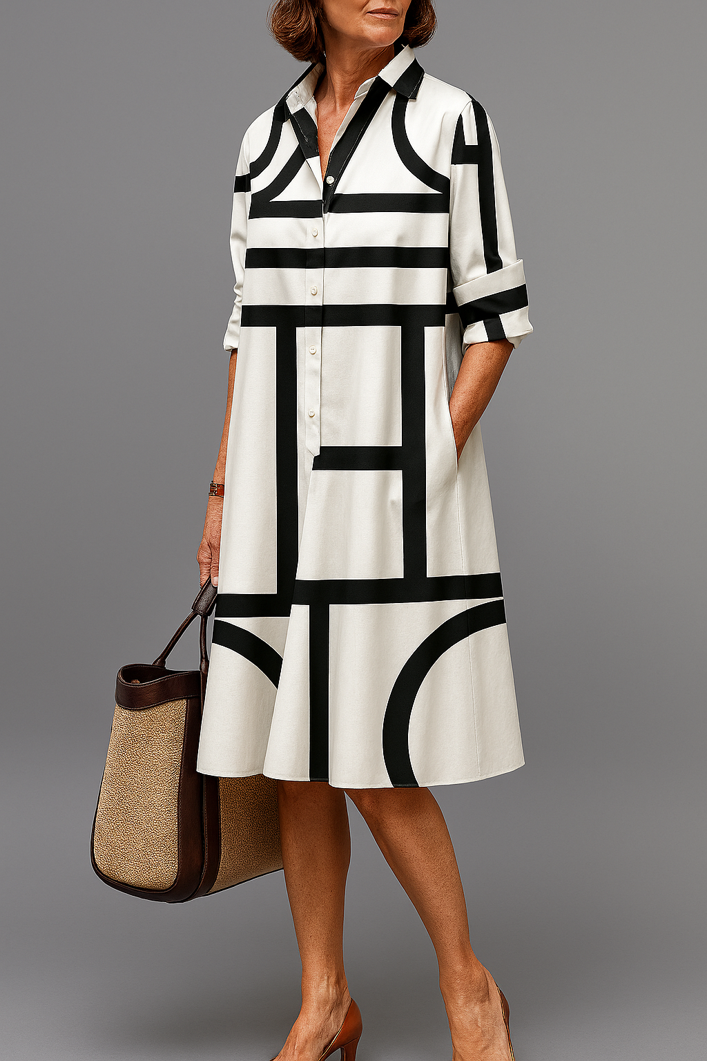 Emerie – Geometric Shirt Dress for Women