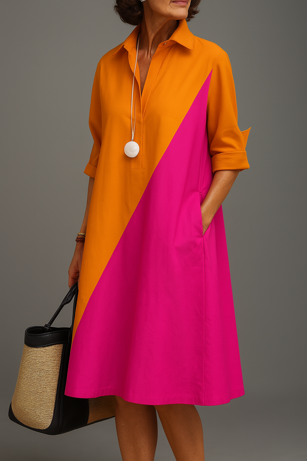 Madelynn – Colorblock Shirt Dress for Women