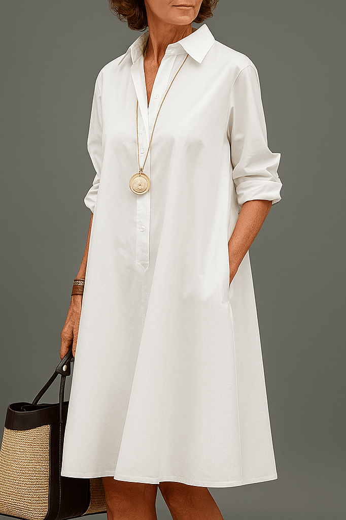 Hannah – Classic White Shirt Dress for Women