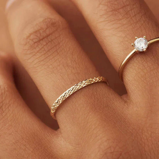 Leslie – Textured Gold Band for Women