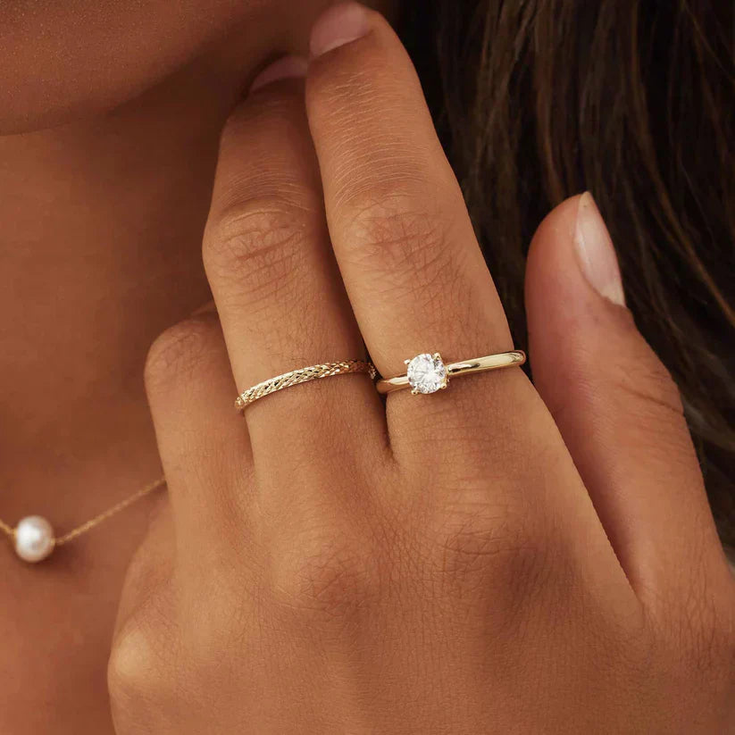 Leslie – Textured Gold Band for Women