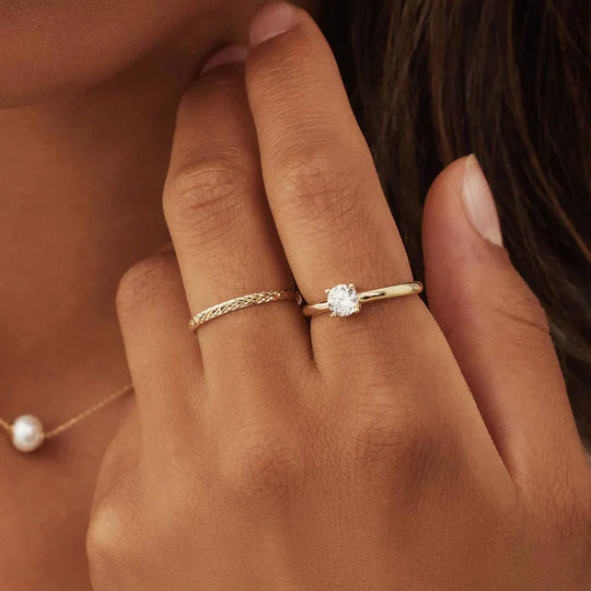 Leslie – Textured Gold Band for Women