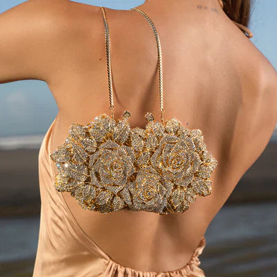 Kennedy – Glamorous Crystal Rose Clutch for Women