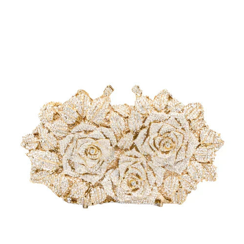 Kennedy – Glamorous Crystal Rose Clutch for Women