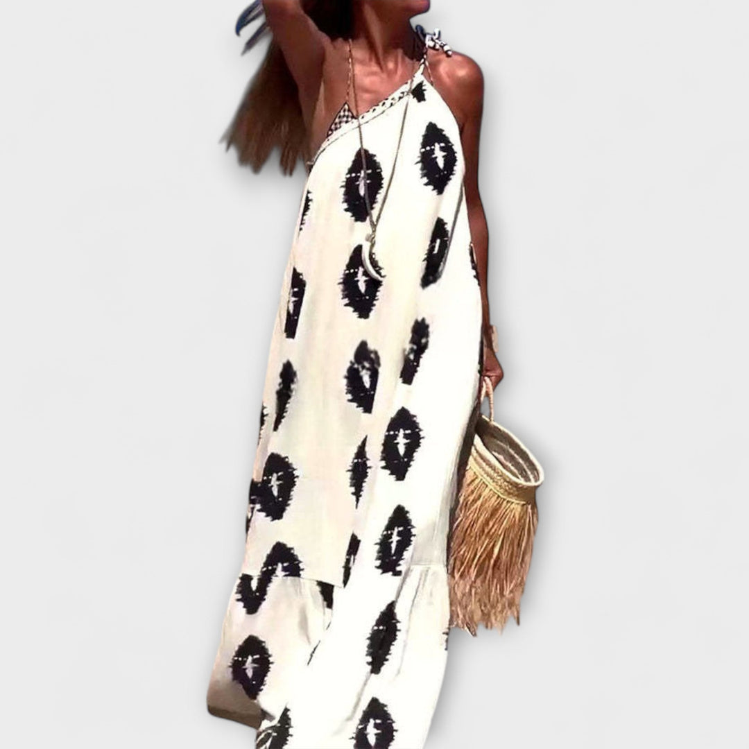 Ilana – One-Shoulder Maxi Dress with Holiday Flair