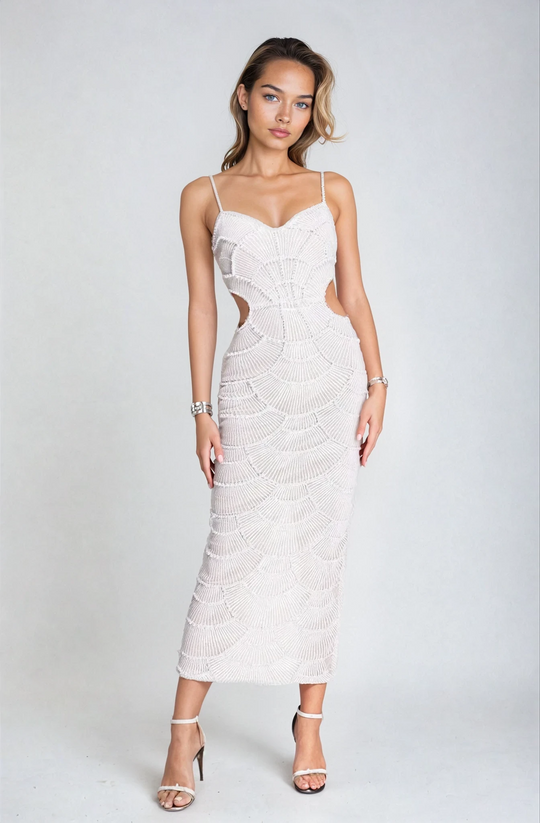 Leisha – Strapless Lace Midi Dress for Women