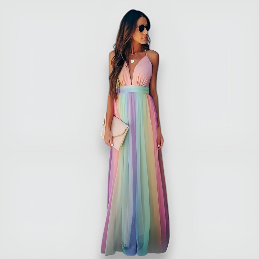 Meagan – Rainbow Maxi Dress for Women