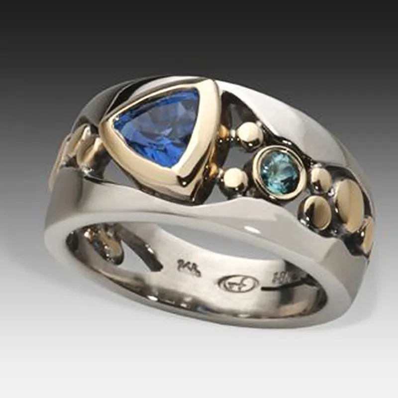 Alivia – Silver & Gold Sapphire Accent Ring for Women