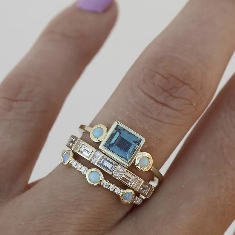 Azurienne – Stacking Gemstone Ring Set