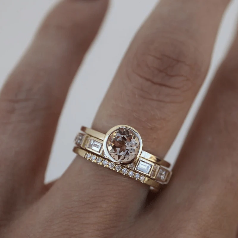 Bailey – Radiant Gold Stacking Ring Set for Women