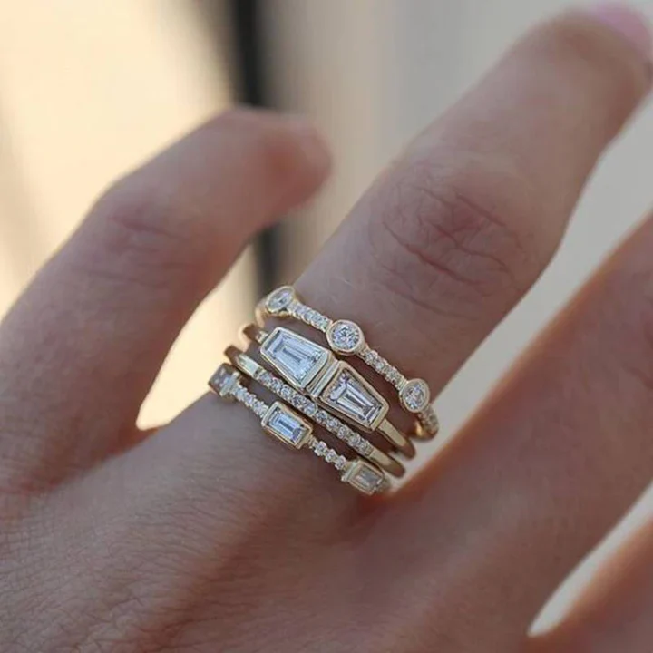 Laylani – Gold Diamond Stacking Rings for Women