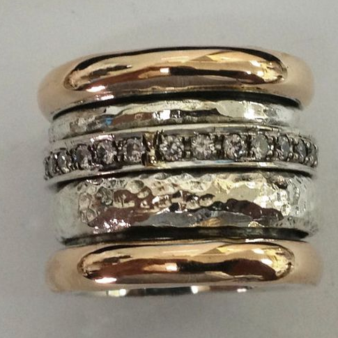 Lorelai – Two-Tone Diamond Hammered Wide Band Ring for Women