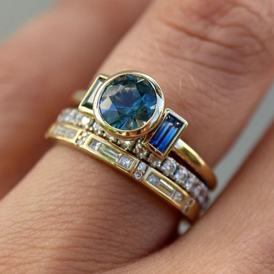 Evelynn – Gold & Sapphire Diamond Accent Ring for Women