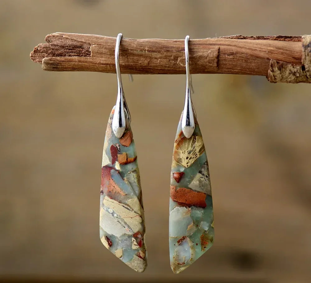 Rhian – Earth Mosaic Stone Drop Earrings