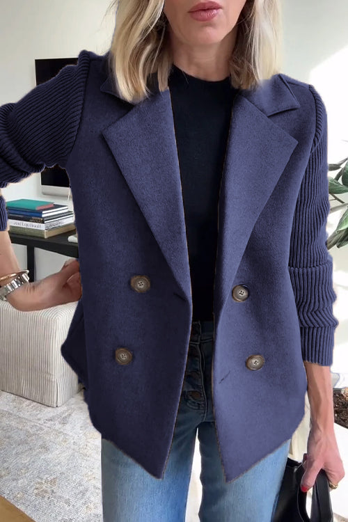 Joelle – Double-Breasted Knit Sleeve Blazer for Women