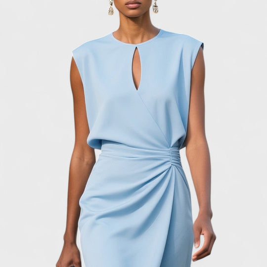 Davina – Sophisticated Sleeveless Ruched Midi Dress for Women